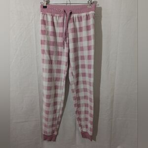 Aeropostale Pink And White Checkered Fleece Pajama Pants, Size XS